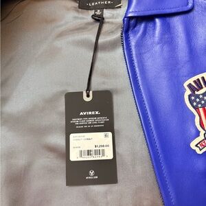 Avirex Vibrant Blue Leather Bomber Jacket